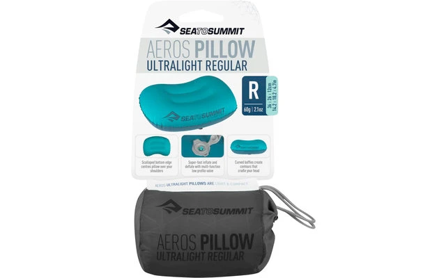 Sea To Summit Aeros Ultralight Pillow Reisekissen Regular, Blau 36x26x12cm 1 Sea To Summit Aeros Ultralight Pillow Reisekissen Regular, Blau 36x26x12cm