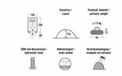 High Peak Kingfisher 2 Leichtgewichtiges Kuppelzelt 220 X 140 Cm -Camping Gear Günstiges Camping Geschäft 809855 5283224